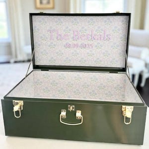 Keepsake Trunk Wedding Card Box Sage Wedding Table Decoration Green Baby Shower Gift for Emerald Green Bridal Shower Gift for Daughter Trunk