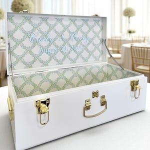 Bridal Keepsake Trunk for Bride to Be Wedding Day Luxury Gift with Last Name Present for Niece Heirloom Wedding Memory Veil Storage Box Gift
