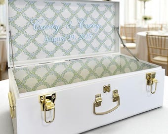 Bridal Keepsake Trunk for Bride to Be Wedding Day Luxury Gift with Last Name Present for Niece Heirloom Wedding Memory Veil Storage Box Gift