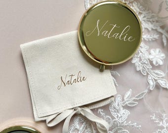 Engrave Mirror Name Personalized Bridesmaid Proposal Idea Pocket Mirror Teen Girl Stocking Stuffer Under 25 Teacher Appreciation Christmas