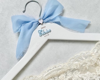 Bride Hanger for Wedding Dress Custom Hanger for Wedding Day Photo Prop for Bride Something Blue Gifts for Bridal Shower Engagement Gifts