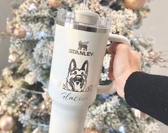Engraved Dog Stanley Tumbler Cup 40oz Stanley Personalized Stanley Tumbler Custom Stanley Tumbler Dog Lover Gift Wife Christmas Gift Stanley