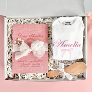 Regalo para bebé, caja de regalo personalizada para baby shower de niña, regalo para recién nacida, regalo para mamá, cartas para mi hija, diario, regalo para futura mamá, regalo de embarazo.