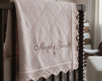 Girl Baptism Blanket Granddaughter Religion Gift Idea Keepsake Newborn Girl Welcome Home Niece Dedication Heirloom Baby Christmas Present