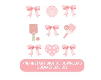 Pickleball Coquette PNG JPG Téléchargement numérique instantané Pickleball Shirt Design joueur de pickleball tendance fille noeud rose Design Pickleball PNG