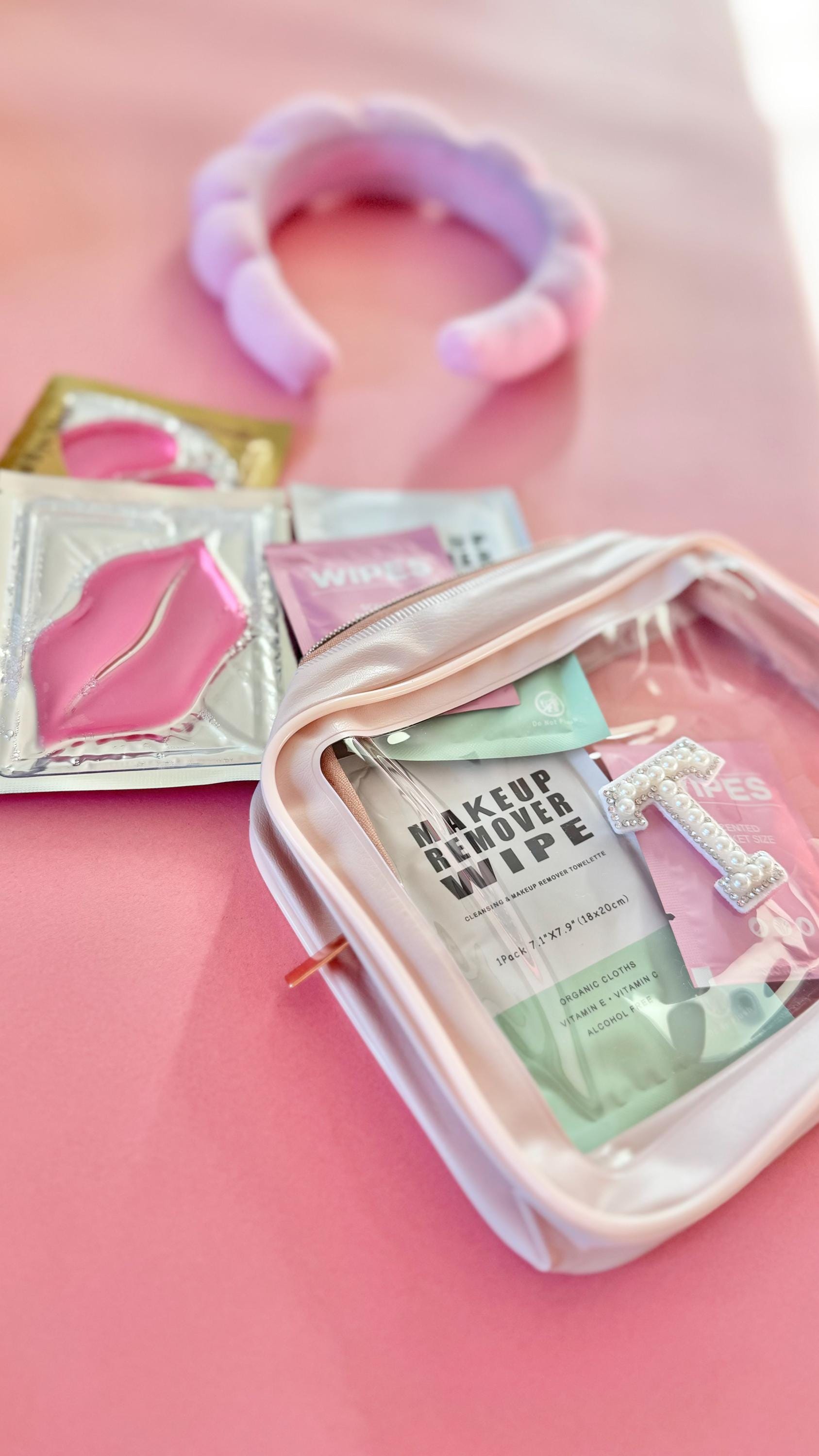 Personalized Care Package with Makeup Bag Bachelorette Party Gift Bag Party Favor for Teen Girl Slumber Party Pamper Spa Gift for Mom To Be
