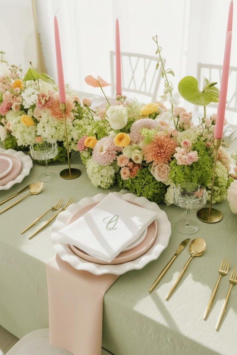 embroidered linen napkin personalized monogram napkin wedding table decor luxury dinner table napkin display custom last name initial napkin embroidered cloth napkin wedding reception tablescape bridal shower table decor baby shower table setting thanksgiving dinner table decor christmas dining table napkins housewarming gift personalized home decor wedding gift newlywed gift rehearsal dinner table display elegant linen napkins hostess gift custom embroidered napkins heirloom table linen luxury
