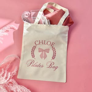 Personalized Pilates Tote Bag for Pilates Class Pink Pilates Accessory Gift for Friend Pilates Gift for Pilates Instructor Birthday Gift