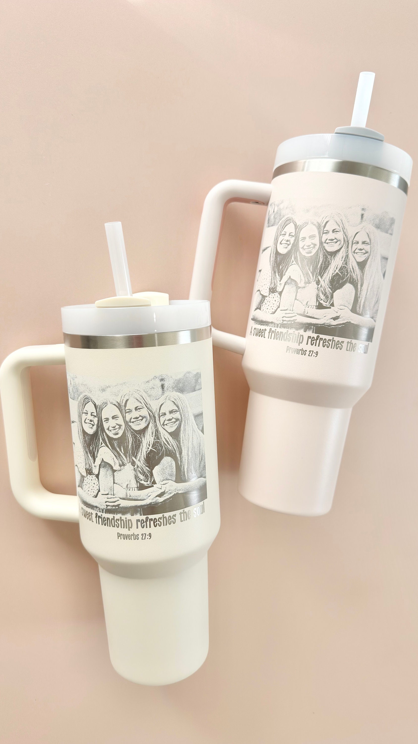 Personalized Family Photo Engraved 40oz Quencher Tumbler | Unique Gift for Mom from Daughter