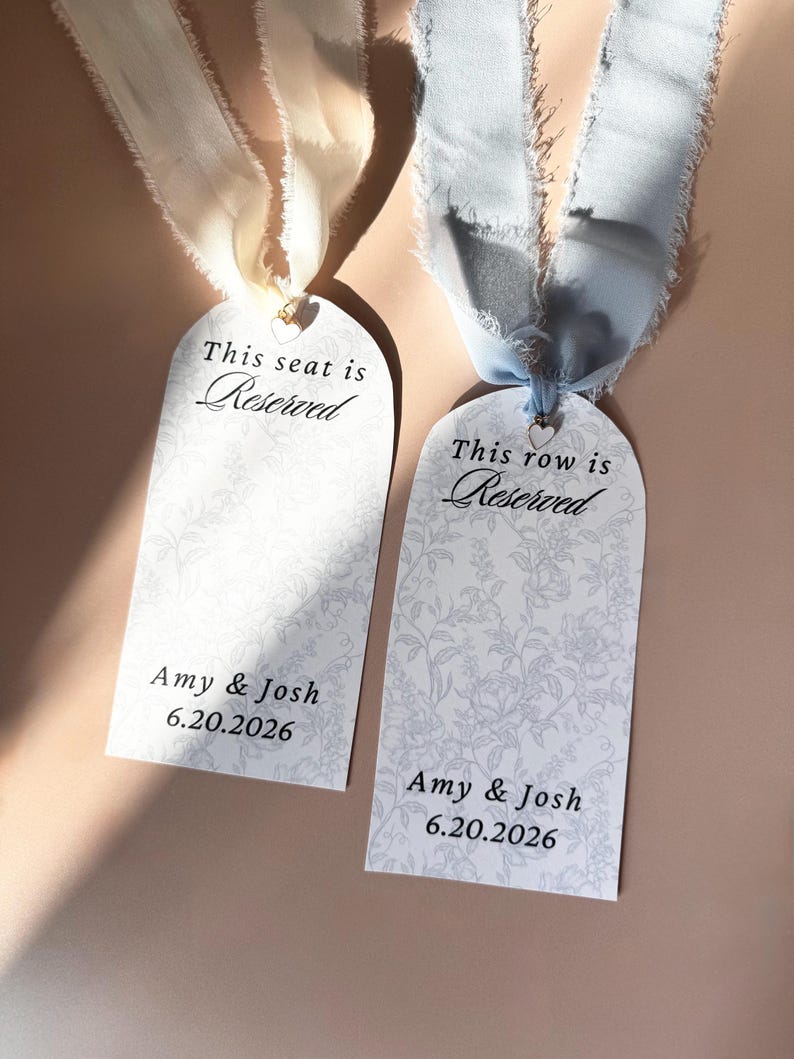 Custom Card Seat Reserved Sign Wedding Chair Hanging Label Row Reserve ...