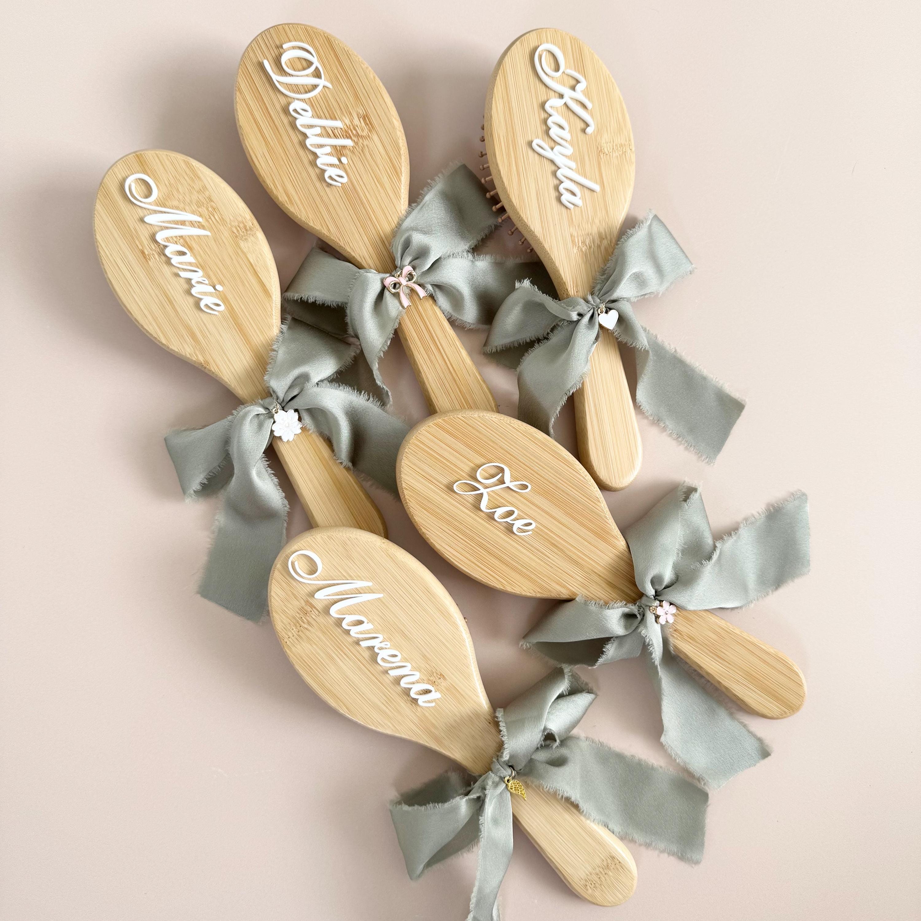 Custom Hairbrush with Name Sage Green Party Favor for Bridal Party Gift for Wedding Party Thank You Bridesmaid Gift for Sage Birthday Party