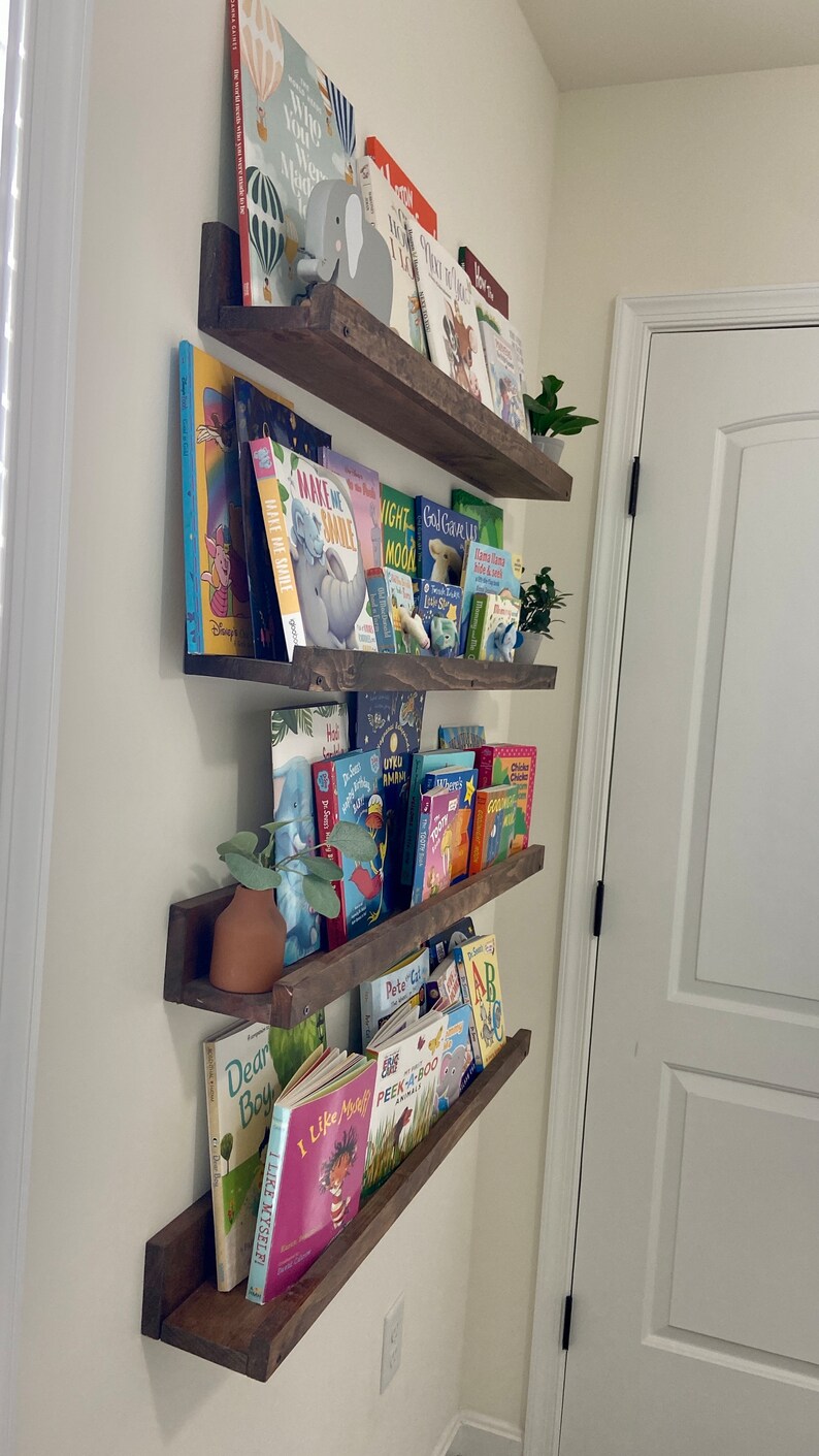 Nursery Bookshelf Wall Floating Wood Shelf Kid Bookshelves Etsy