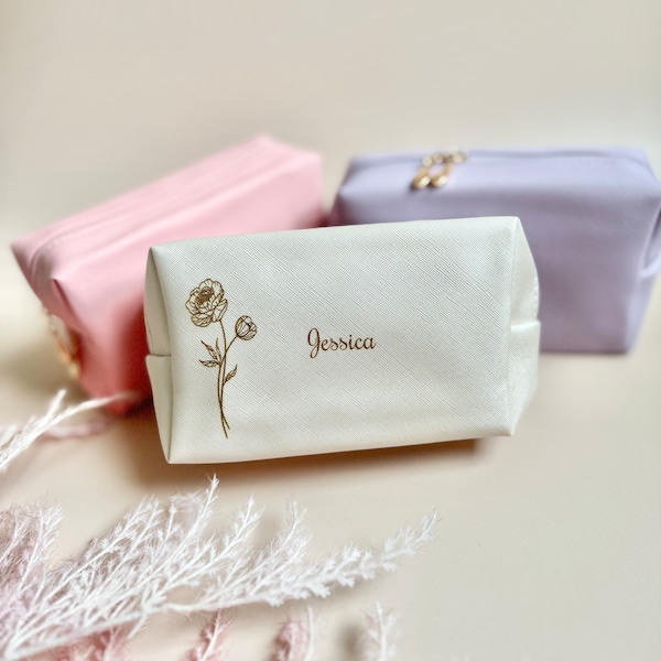 Personalized Cosmetic Makeup Bag for Bridesmaid Gift for Bachelorette Party Favor Maid of Honor Gift Honeymoon Bride Bag for Vacation Pouch