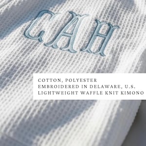 embroidered monogram waffle knit bridal robe personalized bride getting ready outfit custom initial bridesmaid robe wedding morning makeup cover up lightweight spa robe bachelorette party matching robes bridal party gift for her girl weekend spa robe custom wedding day loungewear monogrammed bridesmaid proposal gift white bridal shower gift personalized wedding keepsake robe custom embroidered initial robe custom initial for bride bridesmaid bachelorette party girl weekend matching robes gifts