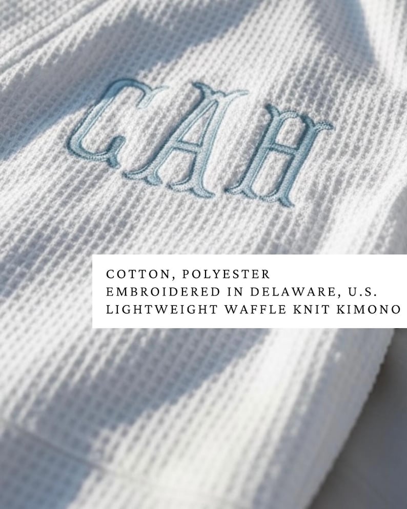 embroidered monogram waffle knit bridal robe personalized bride getting ready outfit custom initial bridesmaid robe wedding morning makeup cover up lightweight spa robe bachelorette party matching robes bridal party gift for her girl weekend spa robe custom wedding day loungewear monogrammed bridesmaid proposal gift white bridal shower gift personalized wedding keepsake robe custom embroidered initial robe custom initial for bride bridesmaid bachelorette party girl weekend matching robes gifts