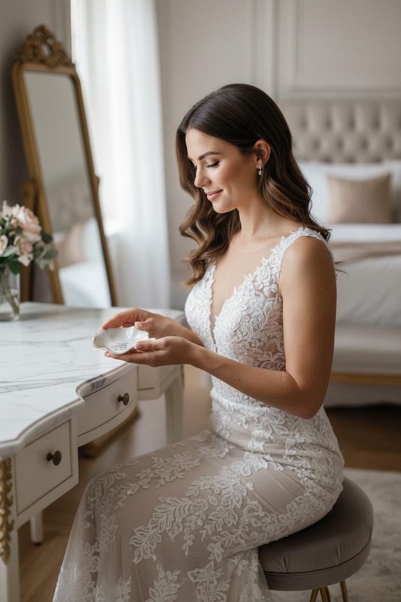 Bride ring dish personalized jewelry holder for engagement gift wedding day keepsake gift to bride from mom best friend engagement party gift bridal shower present engraved ring dish for bride to be elegant jewelry holder for wedding morning bride accessory tray custom name ring dish wedding keepsake jewelry storage gift engagement ring holder newly engaged woman unique wedding gift idea bride proposal gift from maid of honor timeless engagement ring tray for bride to be wedding box ring dish