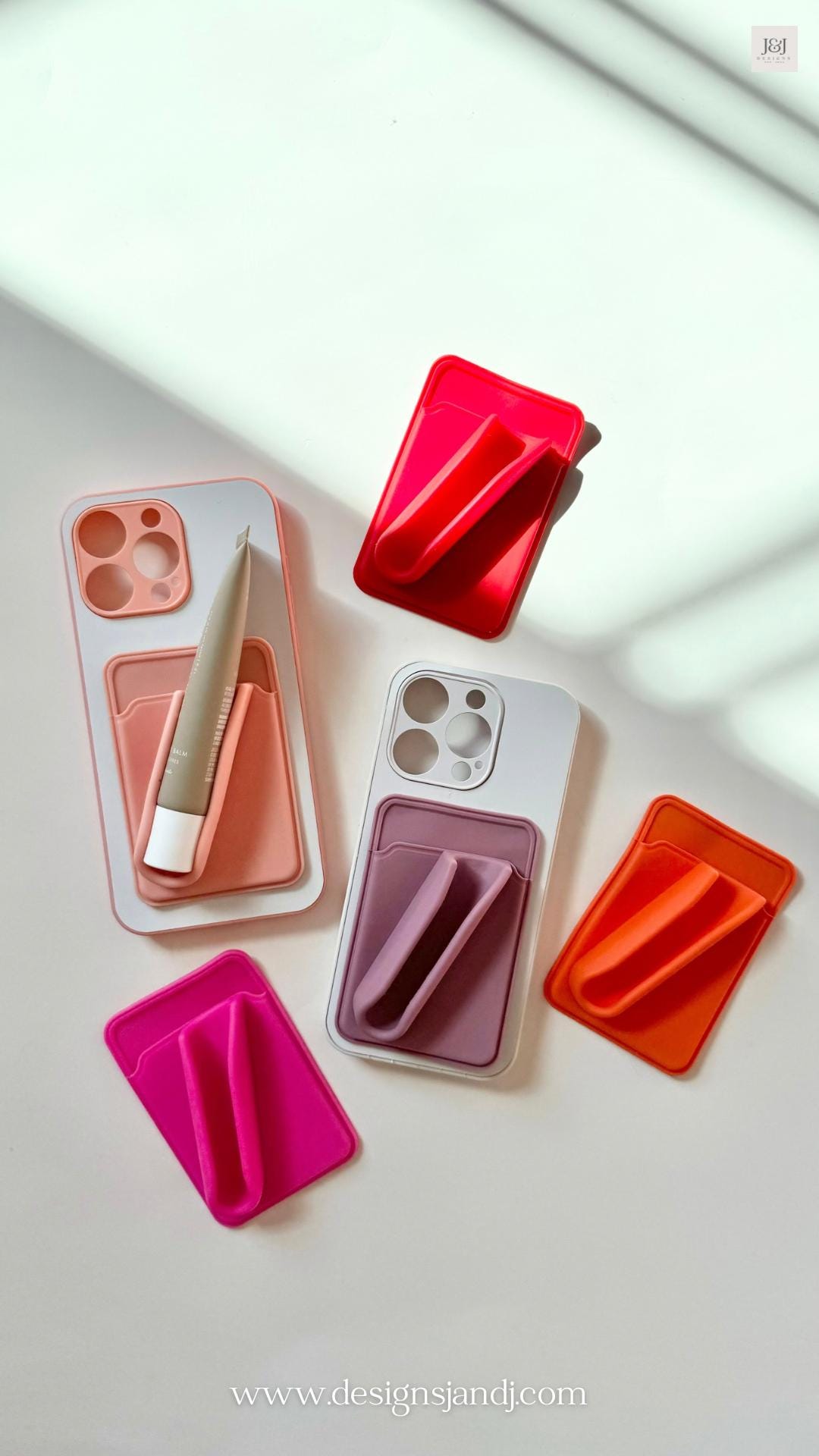 Personalized Lip Gloss Phone Case Holder for Credit Card Phone Wallet ID Holder Stick on Phone Lipstick Carrier ID Holder Gift Box Fillers