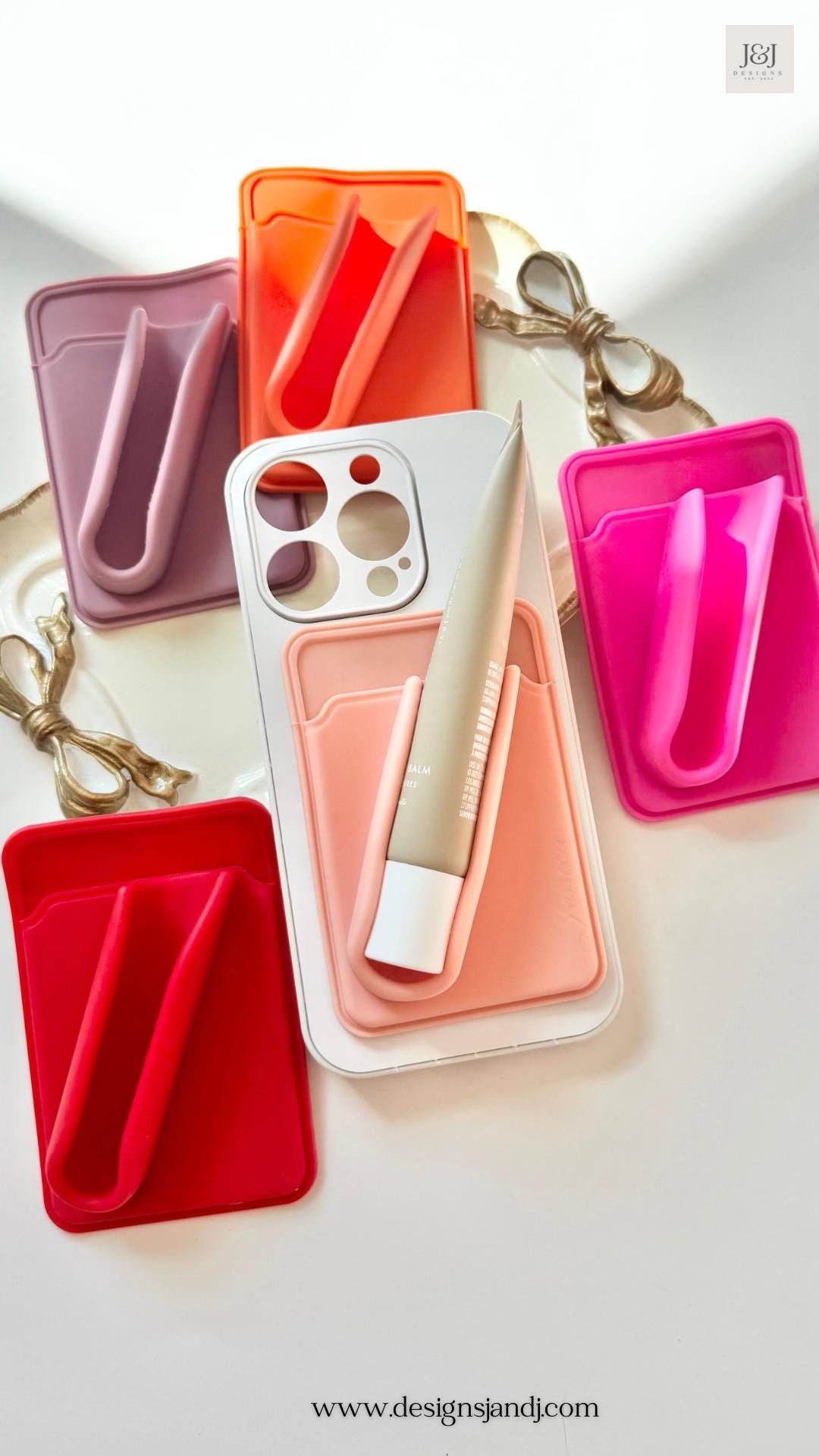 Personalized Lip Gloss Phone Case Holder for Credit Card Phone Wallet ID Holder Stick on Phone Lipstick Carrier ID Holder Gift Box Fillers
