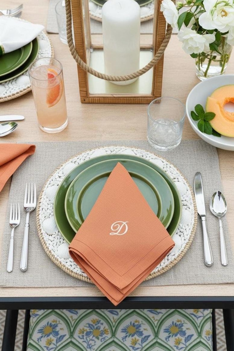 embroidered linen napkin personalized monogram napkin wedding table decor luxury dinner table napkin display custom last name initial napkin embroidered cloth napkin wedding reception tablescape bridal shower table decor baby shower table setting thanksgiving dinner table decor christmas dining table napkins housewarming gift personalized home decor wedding gift newlywed gift rehearsal dinner table display elegant linen napkins hostess gift custom embroidered napkins heirloom table linen luxury