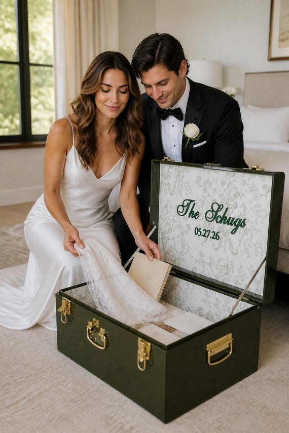 Keepsake Trunk Wedding Card Box Sage Wedding Table Decoration Green Baby Shower Gift for Emerald Green Bridal Shower Gift for Daughter Trunk