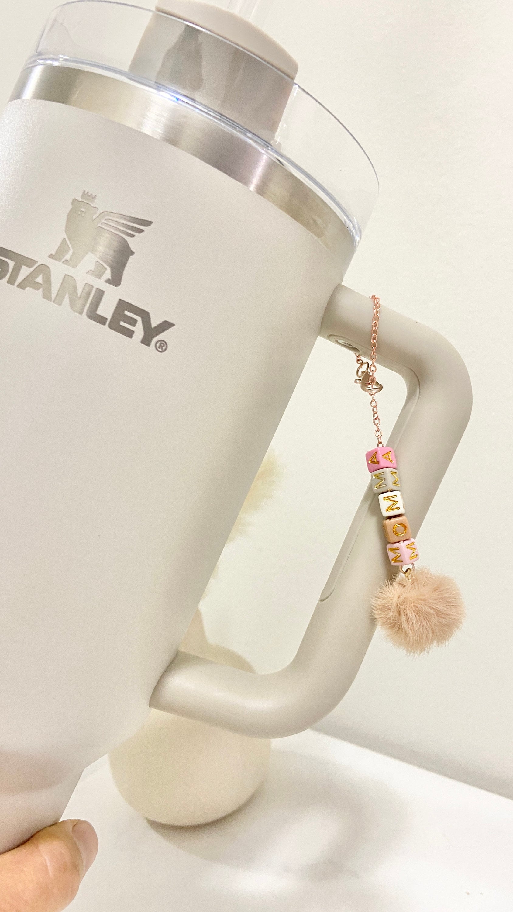 Personalized Stanley Tumbler Charm Tumbler Stanley Cup Accessory Stanley  Initial Accessory Letter Monogram Stanley Floral Letter Charm White 