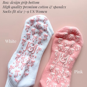 Pilates socks for Pilates class with pink bow non slip grip socks for yoga and barre studio perfect gift for Pilates friend ideal birthday gift for Pilates instructor stylish and functional Pilates socks for women comfortable and cute pink Pilates socks with grips best socks for Pilates reformer class essential yoga socks with grips for women thoughtful gift for fitness lovers practical Pilates accessories for studio workouts unique pink grip socks for barre Pilates gift ideas for her birthday