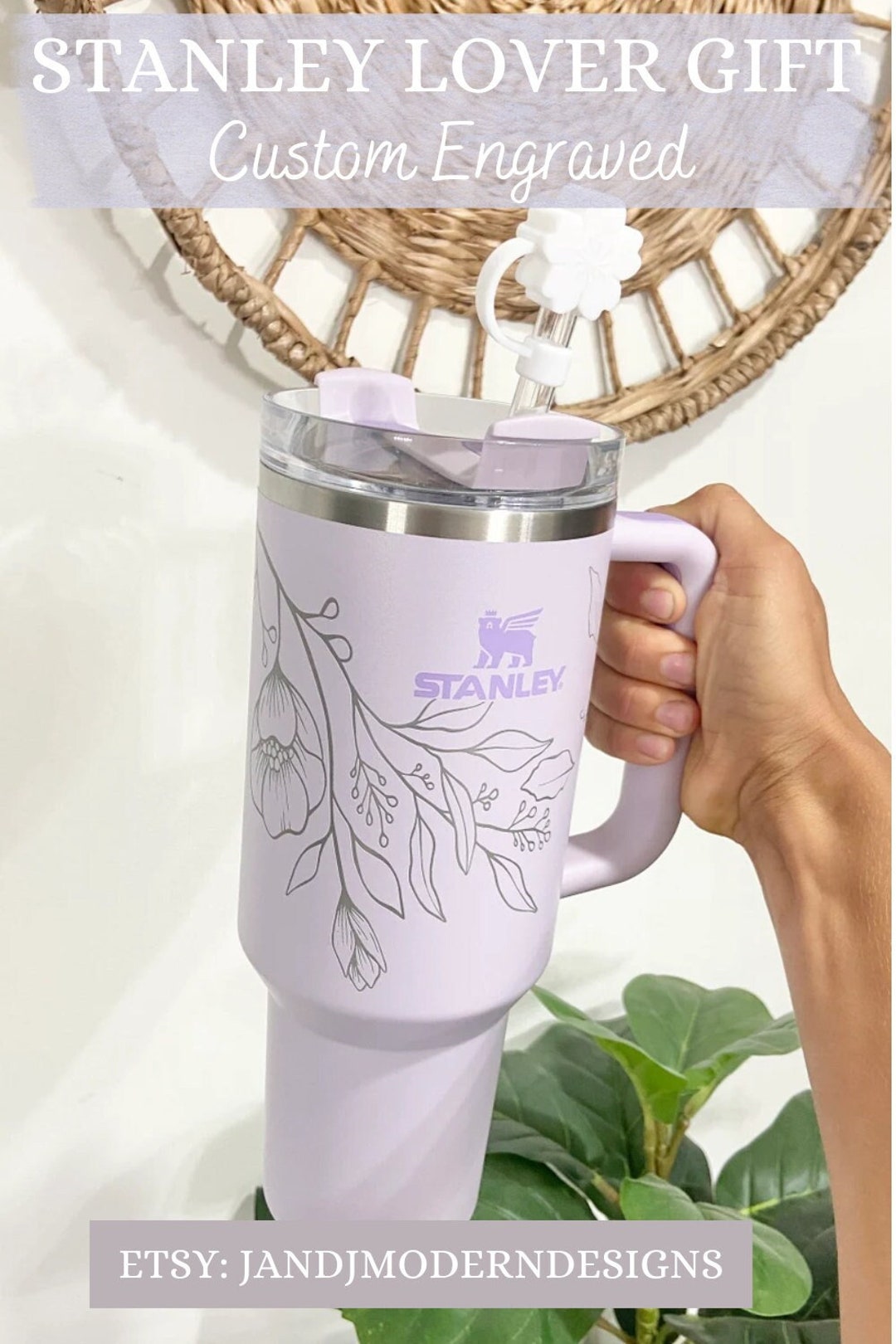 Jade Stanley Tumbler with Handle, Plant Engraved 40oz Quencher, Large  Capacity Cup, Plant Lady Gift for Her, Bloom Where You Are Planted