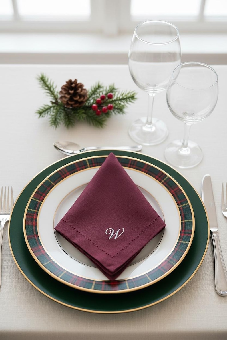 embroidered linen napkin personalized monogram napkin wedding table decor luxury dinner table napkin display custom last name initial napkin embroidered cloth napkin wedding reception tablescape bridal shower table decor baby shower table setting thanksgiving dinner table decor christmas dining table napkins housewarming gift personalized home decor wedding gift newlywed gift rehearsal dinner table display elegant linen napkins hostess gift custom embroidered napkins heirloom table linen luxury