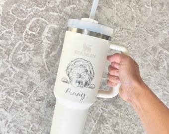 Dog Engraved Stanley Tumbler Cup 40oz Stanley Personalized Stanley Tumbler Custom Stanley Tumbler Dog Lover Gift Wife Gift Stanley Cup Gift