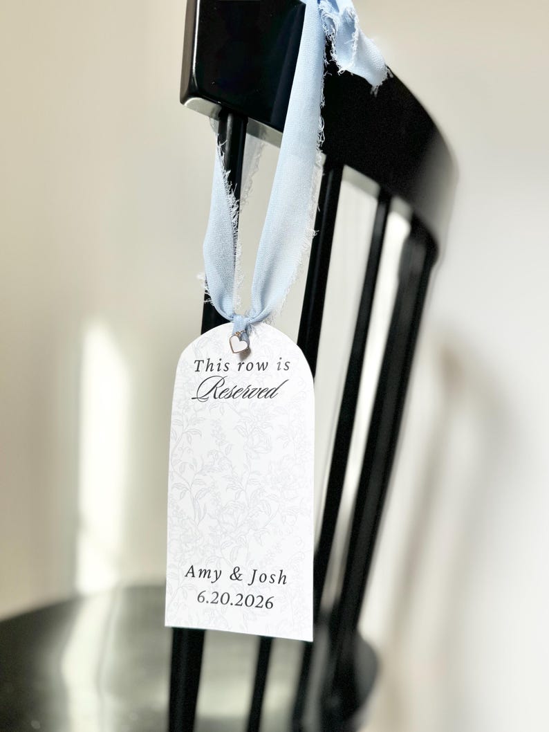Custom Card Seat Reserved Sign Wedding Chair Hanging Label Row Reserve ...