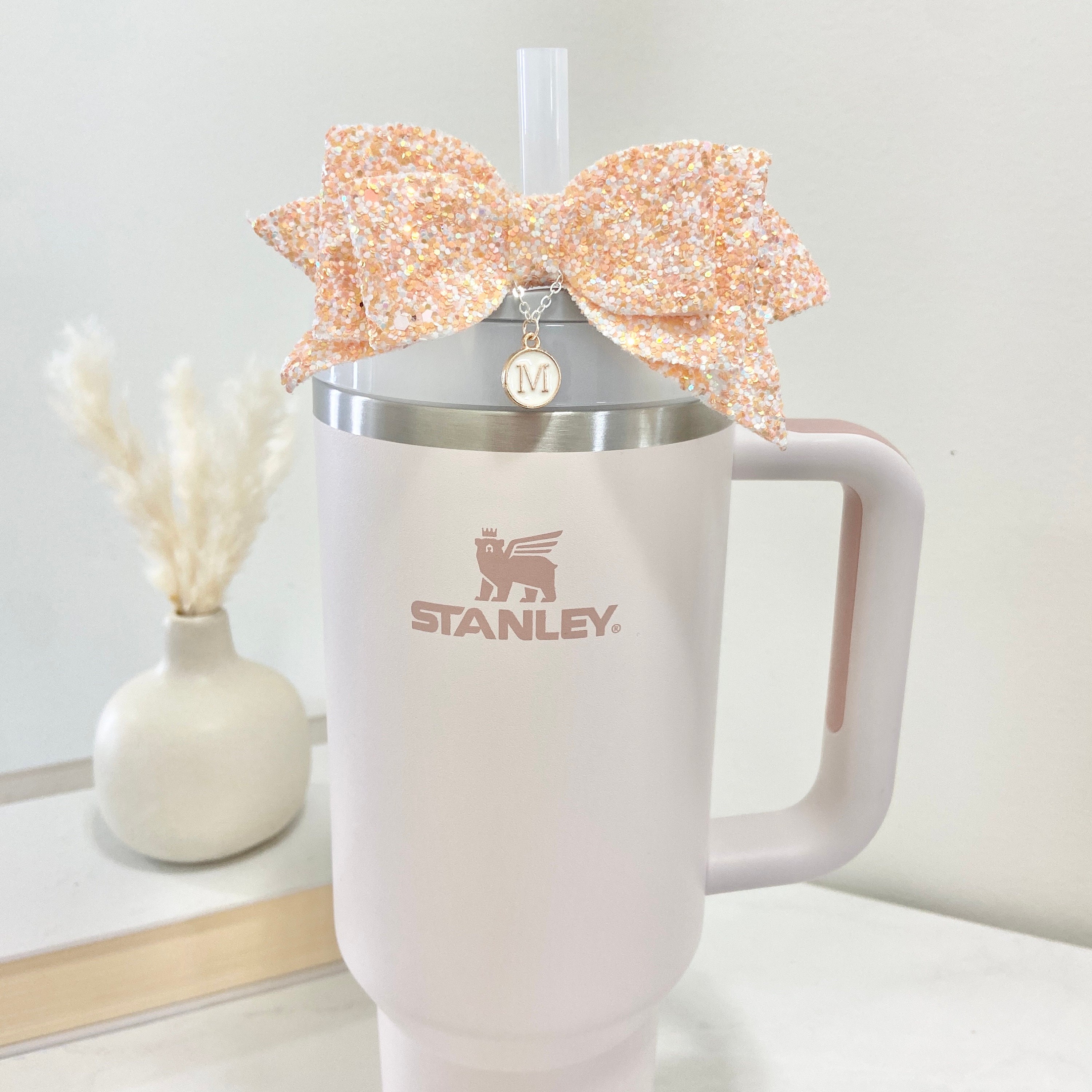 Water Tumbler Accessories, Straw Topper for Stanley/Simple Modern Tumbler,  Bow Straw Decor for Stanley Cup Accessories, Sparkling Pink