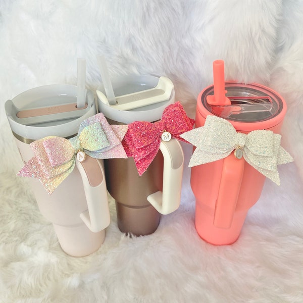 Tumbler Bow for Handle 40oz Quencher Cup Accessories for 30oz Traveler Cup Accessories for 30oz Trek Tumbler Glitter Bow Custom Tumbler Bow