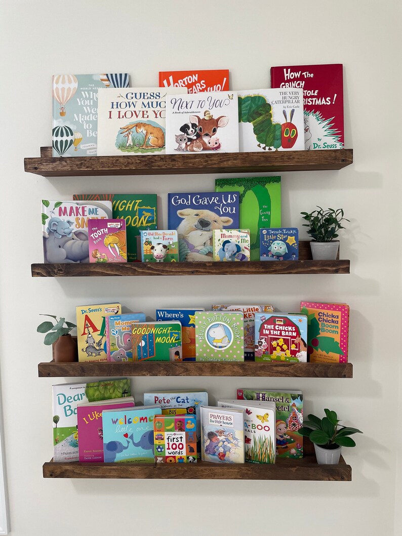 Nursery Bookshelf Wall Floating Wood Shelf Kid Bookshelves Etsy