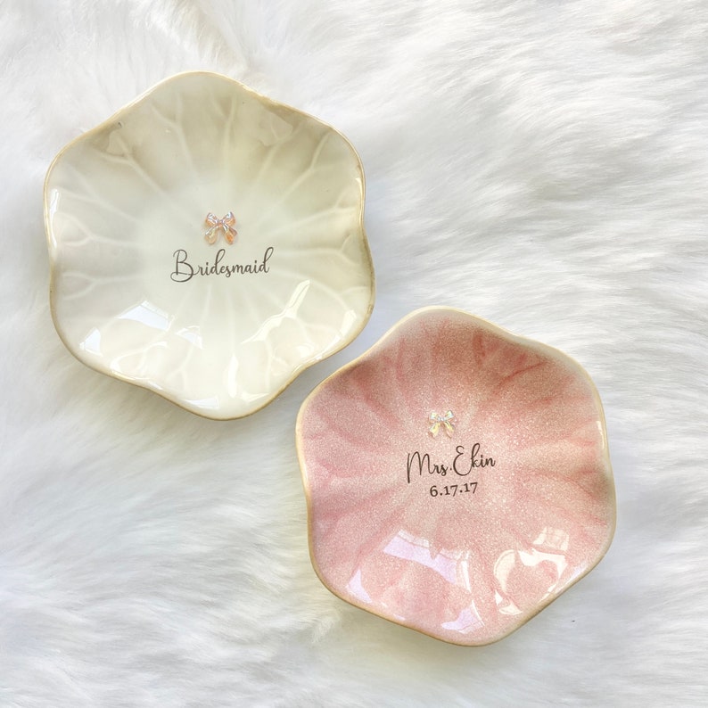 Personalized Jewelry Dish for Bridesmaid Gift for Engagement Ring Dish Gift Bridal Shower Gift for Mothers Day from Daughter Graduation Gift