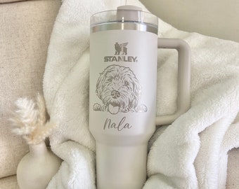 Engraved Stanley Tumbler Cup 40oz Stanley Personalized Stanley Tumbler Custom Stanley Tumbler Dog Lover Gift Wife Christmas Gift Stanley Cup