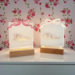 Nachtlampje met naam voor meisje Verjaardagscadeau Babyshower Meisje Kwekerij Strik Decor Dochter Kerstsok Stuffer Eerste verjaardag peuter