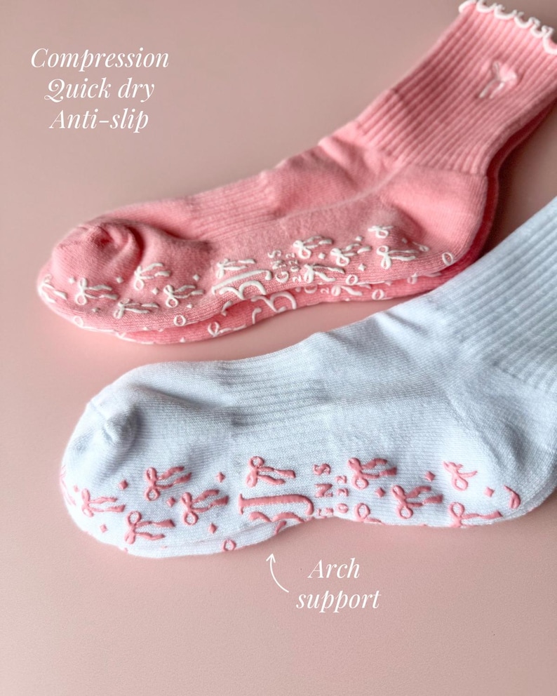 Pilates socks for Pilates class with pink bow non slip grip socks for yoga and barre studio perfect gift for Pilates friend ideal birthday gift for Pilates instructor stylish and functional Pilates socks for women comfortable and cute pink Pilates socks with grips best socks for Pilates reformer class essential yoga socks with grips for women thoughtful gift for fitness lovers practical Pilates accessories for studio workouts unique pink grip socks for barre Pilates gift ideas for her birthday