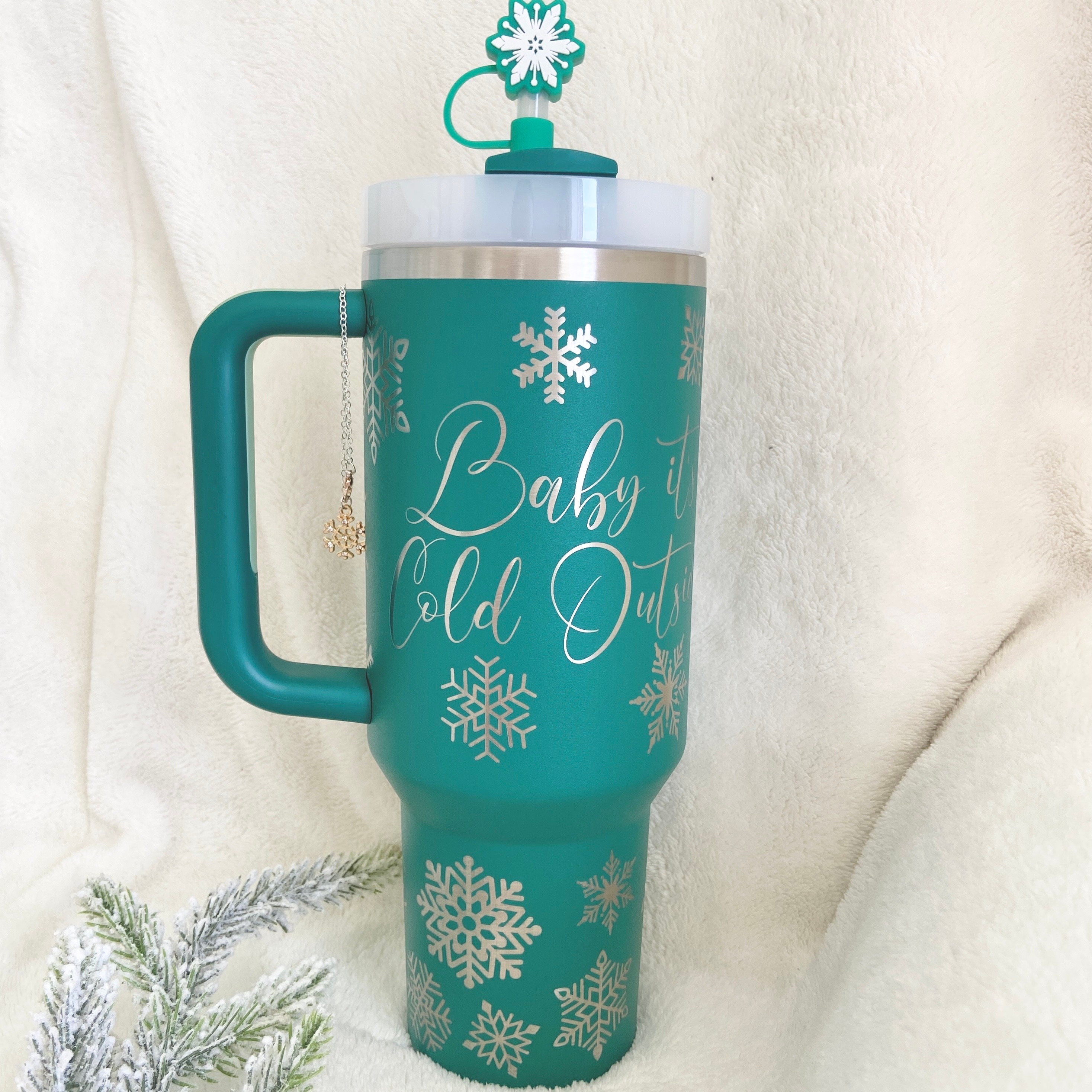 Clear Stanley Tumbler Engraved Topper – Confetti Waves