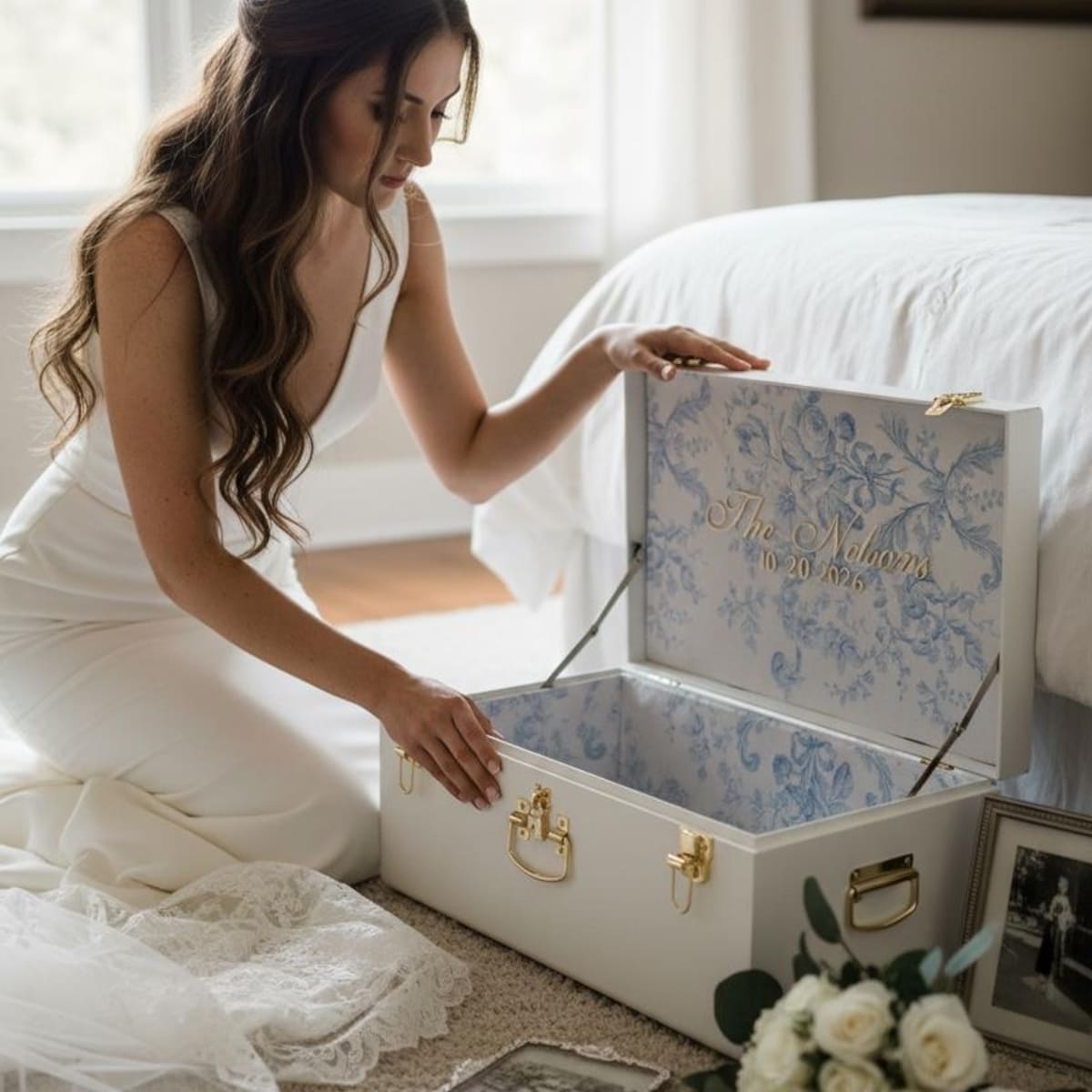 Bride Keepsake Trunk for Bride to Be Wedding Day Something Blue With Last Name Gift for Daughter Heirloom Wedding Memory Box for Anniversary - Etsy