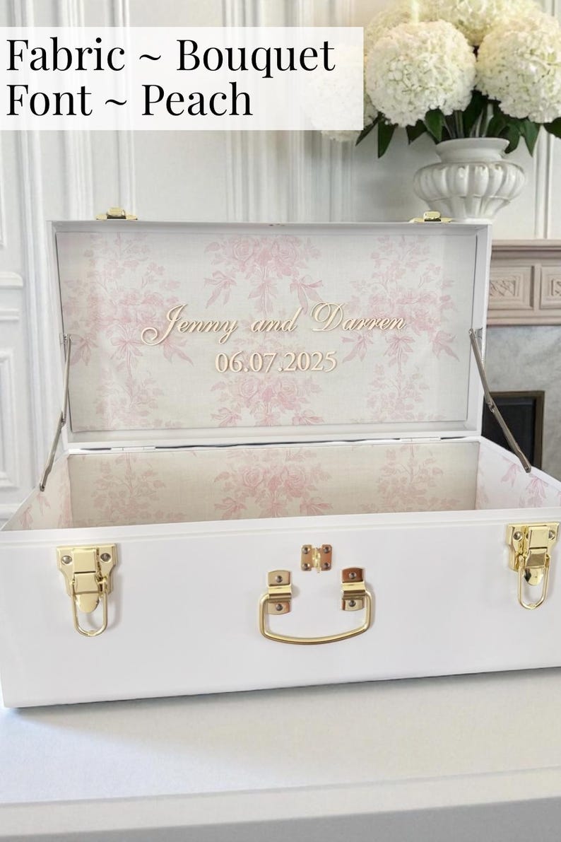 Bride Keepsake Trunk for Bride to Be Wedding Day Something Blue with Last Name Gift for Daughter Heirloom Wedding Memory Box for Anniversary