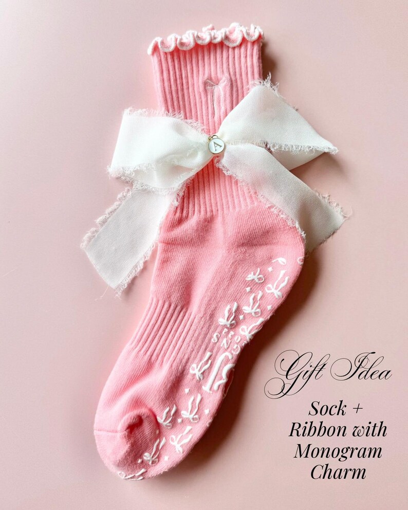 Pilates socks for Pilates class with pink bow non slip grip socks for yoga and barre studio perfect gift for Pilates friend ideal birthday gift for Pilates instructor stylish and functional Pilates socks for women comfortable and cute pink Pilates socks with grips best socks for Pilates reformer class essential yoga socks with grips for women thoughtful gift for fitness lovers practical Pilates accessories for studio workouts unique pink grip socks for barre Pilates gift ideas for her birthday