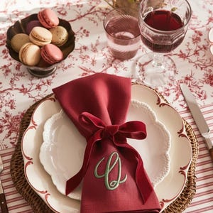 embroidered linen napkin personalized monogram napkin wedding table decor luxury dinner table napkin display custom last name initial napkin embroidered cloth napkin wedding reception tablescape bridal shower table decor baby shower table setting thanksgiving dinner table decor christmas dining table napkins housewarming gift personalized home decor wedding gift newlywed gift rehearsal dinner table display elegant linen napkins hostess gift custom embroidered napkins heirloom table linen luxury