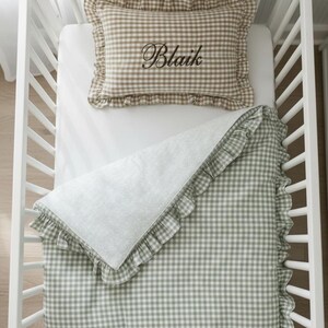 personalized gingham pillow sham custom monogram pillow embroidered initial decor ruffle edge pillow preppy bedroom accessory girls nursery room decor personalized baby girl room tween girl bedroom decor teen room makeover cottagecore home decor Southern style bedroom pillow personalized daughter room gift granddaughter bedroom gift preppy nursery bedding custom name pillow embroidered name sham gingham accent pillow feminine bedroom decor classic nursery accessory birthday gift vintage nursery