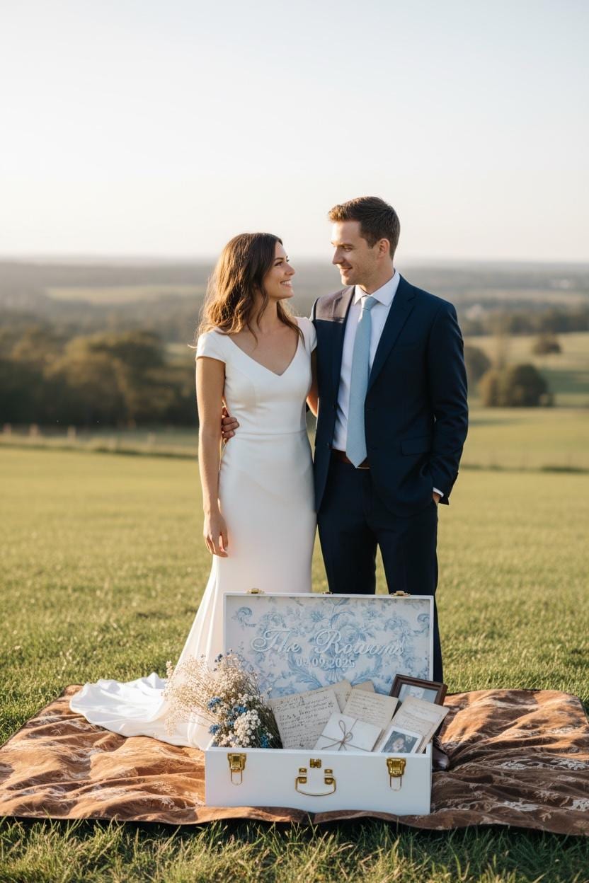Keepsake Trunk Wedding Box Bride Wedding Memory Chest Storage Trunk ...
