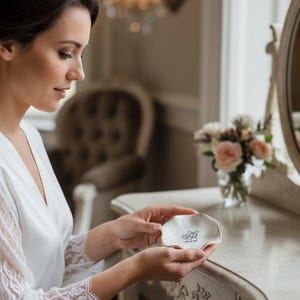 Bride ring dish personalized jewelry holder for engagement gift wedding day keepsake gift to bride from mom best friend engagement party gift bridal shower present engraved ring dish for bride to be elegant jewelry holder for wedding morning bride accessory tray custom name ring dish wedding keepsake jewelry storage gift engagement ring holder newly engaged woman unique wedding gift idea bride proposal gift from maid of honor timeless engagement ring tray for bride to be wedding box ring dish