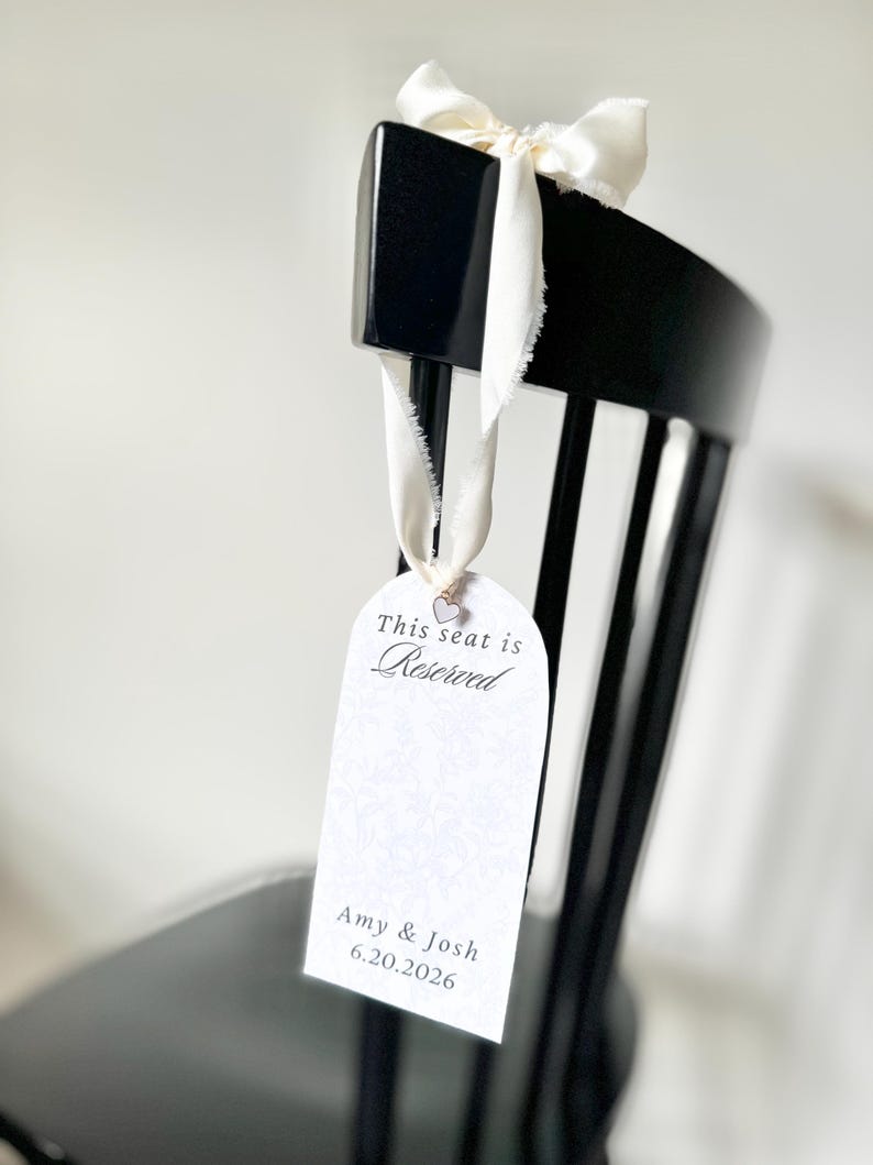 Custom Card Seat Reserved Sign Wedding Chair Hanging Label Row Reserve ...