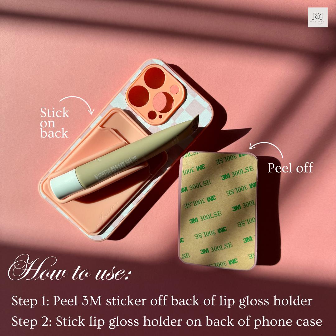 Personalized Lip Gloss Phone Case Holder for Credit Card Phone Wallet ID Holder Stick on Phone Lipstick Carrier ID Holder Gift Box Fillers