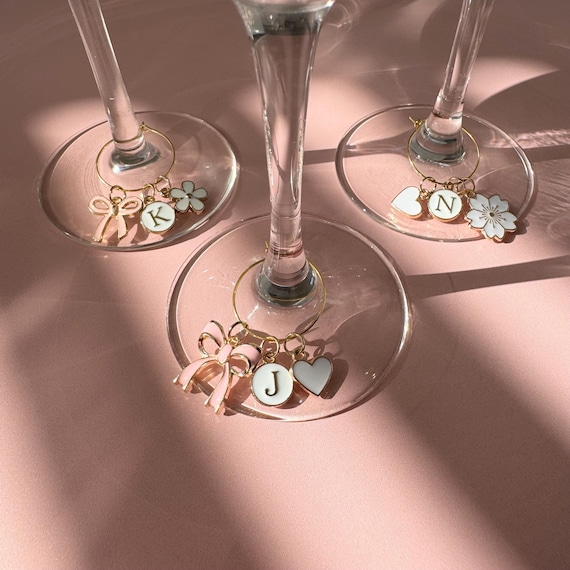 Bow Charm Wine Glass Charms For Bracelets Wine Glass Charm Rings