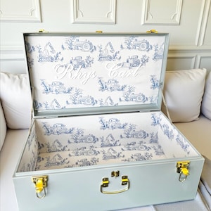personalized boy baptism gift godson keepsake trunk baby memory box heirloom storage chest large toy chest for nursery or playroom baptism keepsake box for godparent to gift new mom baby shower gift idea custom christening box baby boy memory trunk personalized toy chest for kids room custom heirloom keepsake box for baby baptism godson christening first communion gift idea large nursery storage trunk for toys and keepsakes nursery box for toy storage keepsake trunk with name for boy nursery