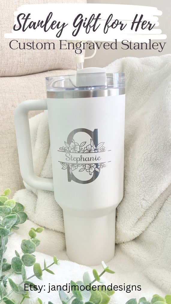 Stanley Tumbler Personalized WITH Stanley Boot Stanley Tumbler Engraved  Custom Cream Stanley Gift for Bride Custom Gift for Friend Gift 